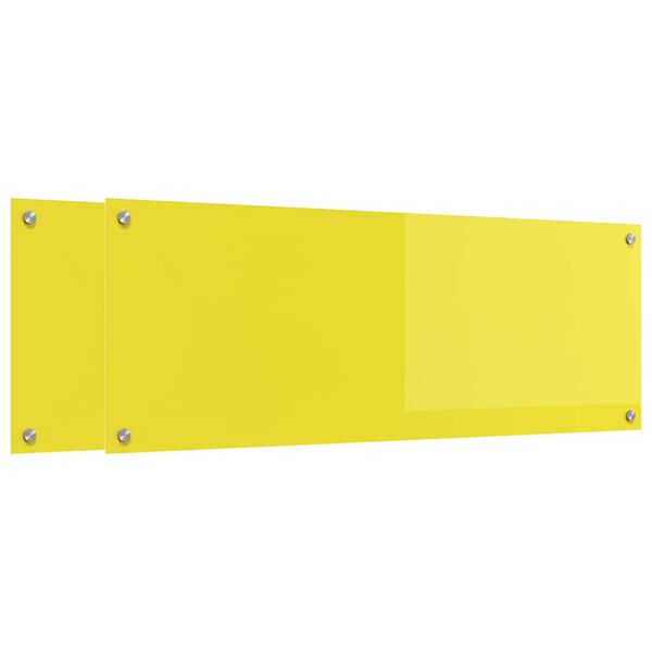 vidaXL Protection de cuisine 2 pcs Jaune 110 x 40 cm verre trempé