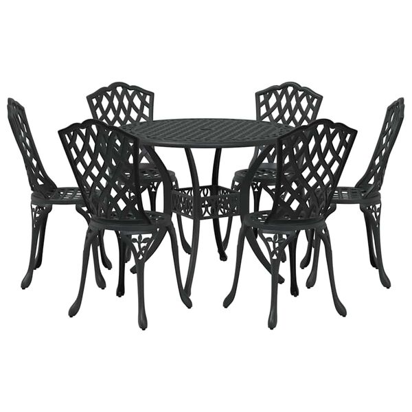 vidaXL Ensemble de salle à manger pour jardin 7 pcs Noir