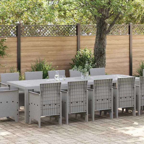 vidaXL Ensemble de salle à manger pour jardin 13 pcs Gris clair