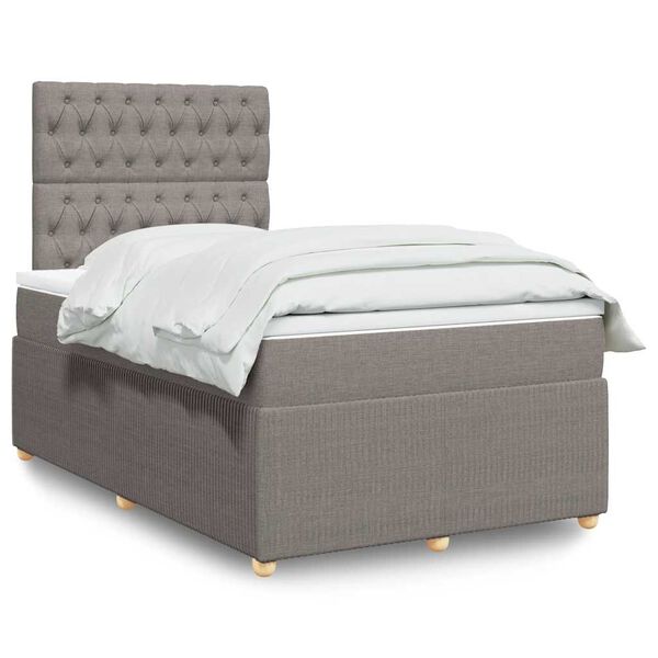vidaXL Sommier &agrave; lattes de lit avec matelas Taupe 120x200 cm Tissu
