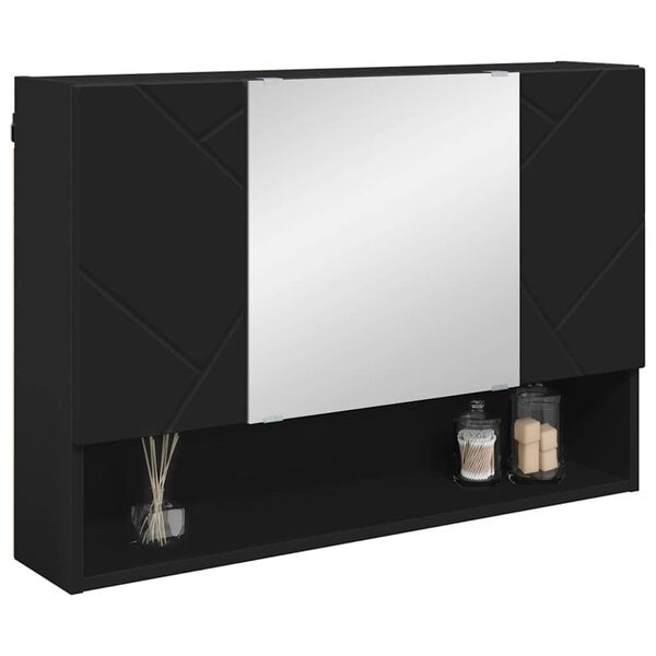 vidaXL Armoire Miroir Noir 80 x 17 x 55 cm Bois d'ing&eacute;nierie