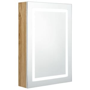 vidaXL Armoire de salle de bain &agrave; miroir LED blanc et ch&ecirc;ne 50x13x70cm