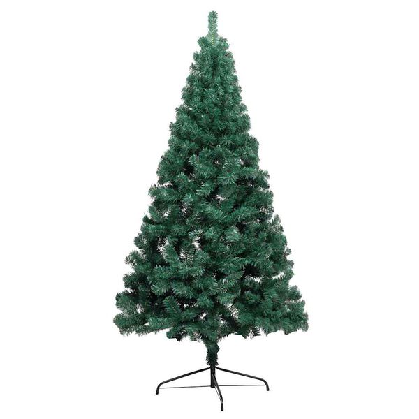 vidaXL Demi-arbre de No&euml;l artificiel pr&eacute;-&eacute;clair&eacute; et boules vert 120 cm