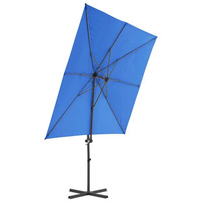 vidaXL Parasol de jardin en porte-à-faux avec mât en acier bleu azuré