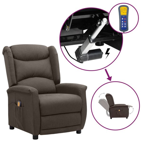 vidaXL Fauteuil de massage Marron Tissu