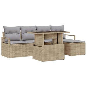 vidaXL Ensemble de canap&eacute; de jardin 6 pc Beige et Gris clair polyrotin