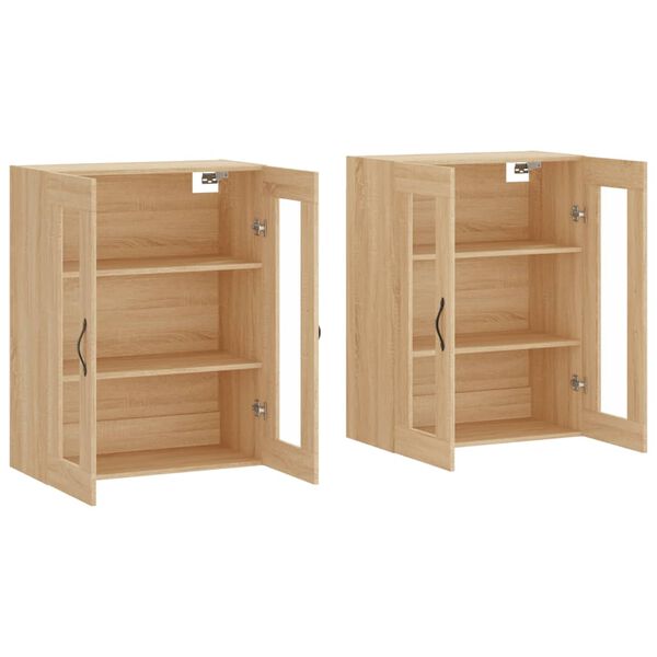 vidaXL Armoires murales 2 pcs ch&ecirc;ne sonoma bois d'ing&eacute;nierie