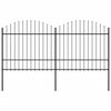 vidaXL Cl&ocirc;ture de jardin avec dessus en forme de lance en acier 337 x 175 cm Noir