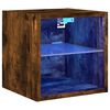 vidaXL Meuble TV mural avec lumi&egrave;res LED ch&ecirc;ne fum&eacute; 30x28,5x30 cm