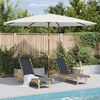 vidaXL Parasol d'ext&eacute;rieur avec m&acirc;t en bois 350 cm Blanc sable