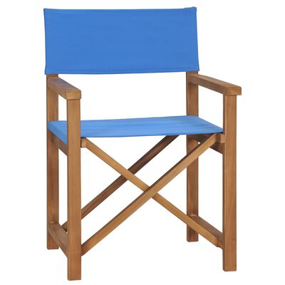 vidaXL Chaise de metteur en scène Bois de teck solide Bleu