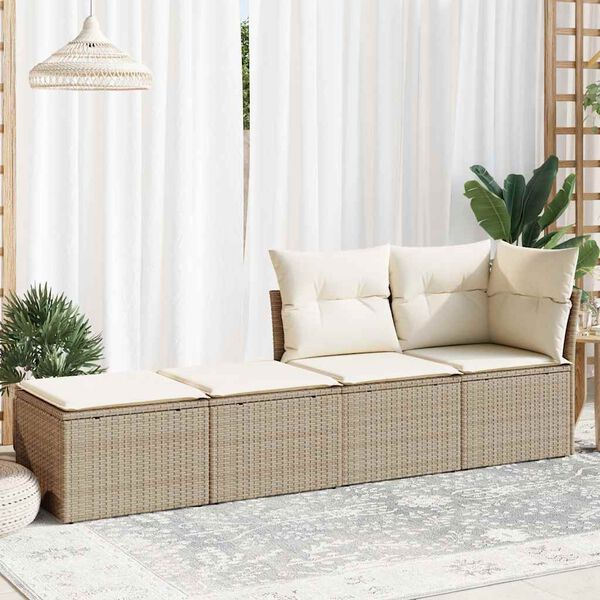vidaXL Salon de jardin avec coussins 2 pcs beige r&eacute;sine tress&eacute;e acacia