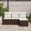 vidaXL Ensemble de canap&eacute; de jardin avec coussin 4 pcs Marron et Cr&egrave;me