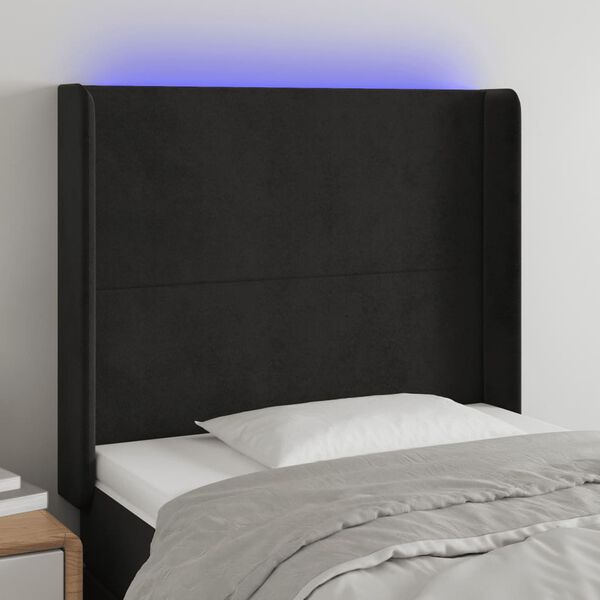 vidaXL T&ecirc;te de lit &agrave; LED Noir 83x16x118/128 cm Velours