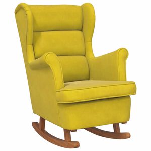 vidaXL Fauteuil &agrave; bascule &agrave; oreilles en velours jaune bois massif