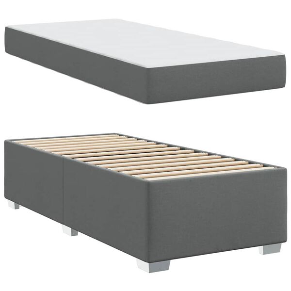 vidaXL Cadre de lit avec matelas Gris fonc&eacute; 100 x 200 cm tissu