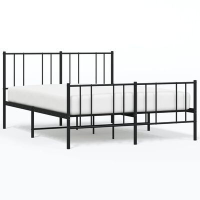 vidaXL Cadre de lit métal sans matelas avec pied de lit noir 140x190cm