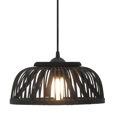 vidaXL Lampe suspendue Noir Bambou 37x15,5 cm 40 W Demi-cercle E27