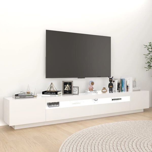 vidaXL Meuble TV avec lumi&egrave;res LED Blanc 260x35x40 cm