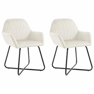 vidaXL Chaises &agrave; manger lot de 2 Cr&egrave;me Velours
