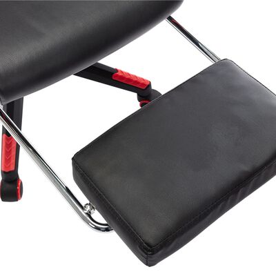 vidaXL Chaise de jeu avec repose-pied Noir et rouge Cuir artificiel