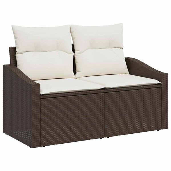 vidaXL Ensemble de canap&eacute; de jardin 5 pcs Marron Poly rotin