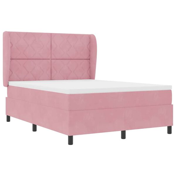 vidaXL Lit &agrave; ressorts avec matelas Rose 200 x 160 cm Velours