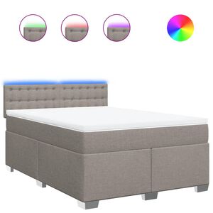 vidaXL Sommier &agrave; lattes de lit avec matelas Taupe 140x190 cm Tissu