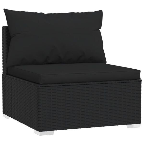 vidaXL Salon de jardin 5 pcs avec coussins résine tressée noir