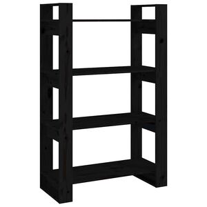 vidaXL Biblioth&egrave;que/S&eacute;parateur de pi&egrave;ce Noir 80x35x125 cm Pin massif
