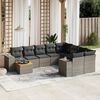 vidaXL Salon de jardin avec coussins 10 pcs gris r&eacute;sine tress&eacute;e