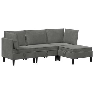 vidaXL Ensemble de meubles pour le salon 4 pcs Gris fonc&eacute; Velours