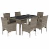 vidaXL Ensemble &agrave; manger de jardin et coussins 7 pcs gris rotin verre