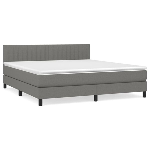 vidaXL Sommier &agrave; lattes de lit avec matelas Gris fonc&eacute; 180x200cm Tissu