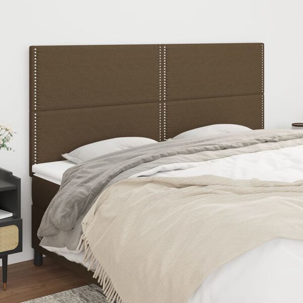 vidaXL T&ecirc;te de lit marron fonc&eacute; 200 x 5 x 118/128 cm Tissu