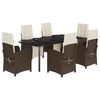 vidaXL Ensemble &agrave; manger de jardin et coussins 7 pcs marron rotin