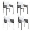 vidaXL Chaises de jardin et coussins lot de 4 marron 54x61x83 cm rotin