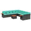 vidaXL Salon de jardin 11 pcs avec coussins noir r&eacute;sine tress&eacute;e
