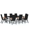 vidaXL Ensemble &agrave; manger de jardin 9 pcs Noir