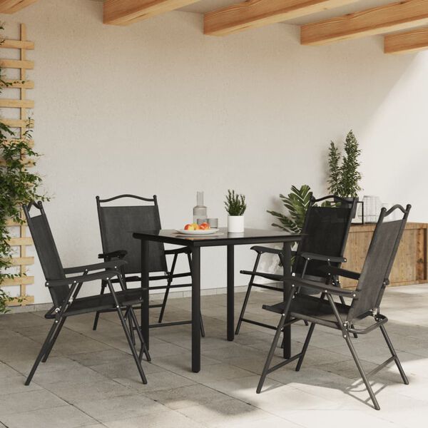 vidaXL Chaises de jardin pliables lot de 4 en acier et textilène