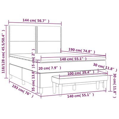 vidaXL Sommier à lattes de lit avec matelas Cappuccino 140x190 cm