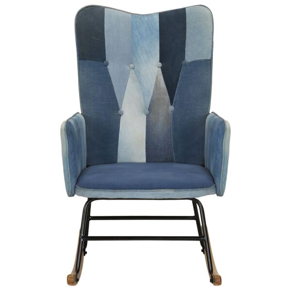 vidaXL Chaise &agrave; bascule Denim Bleu Toile patchwork