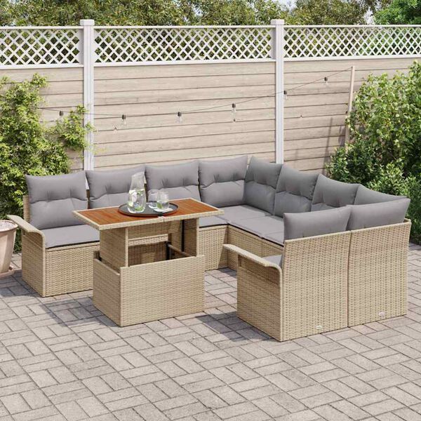 vidaXL Ensemble de canap&eacute; de jardin avec coussin beige et gris clair