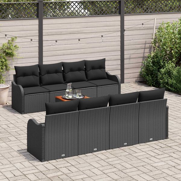 vidaXL Ensemble de canap&eacute; de jardin avec stockage 9 pcs Noir polyrotin