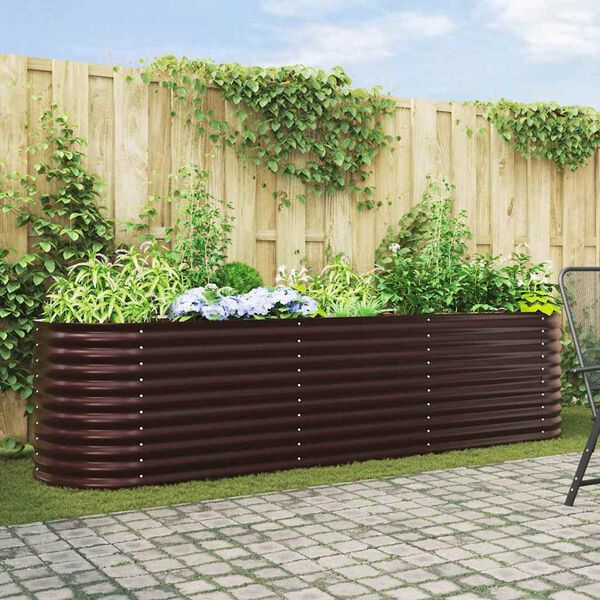 vidaXL Jardini&egrave;re sur&eacute;lev&eacute;e Marron 320 x 80 x 81 cm Acier