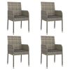 vidaXL Chaises de jardin avec coussins lot de 4 R&eacute;sine tress&eacute;e Gris