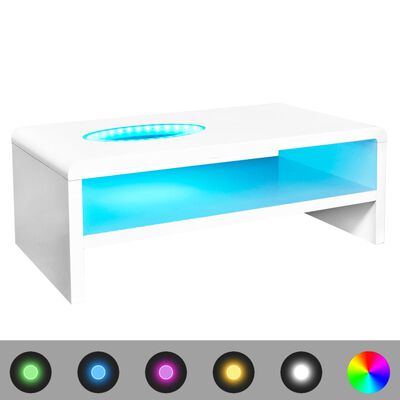 vidaXL Table basse avec LED Blanc haute brillance