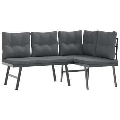 vidaXL Ensemble de bancs de jardin avec coussins 9 pcs noir