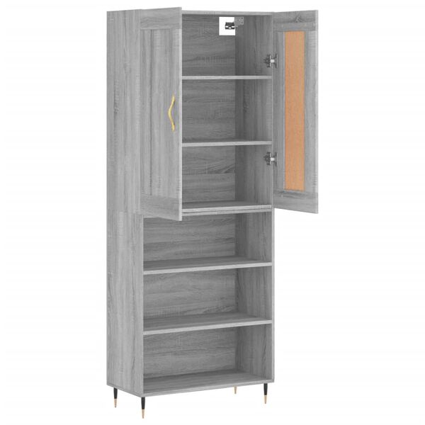 vidaXL Buffet haut Sonoma gris 69,5x34x180 cm Bois d'ing&eacute;nierie