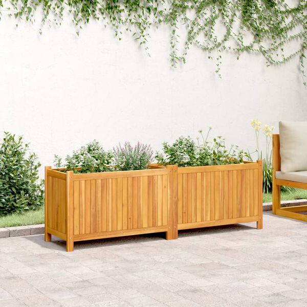 vidaXL Jardini&egrave;re avec doublure 153x38,5x50 cm bois massif d'acacia